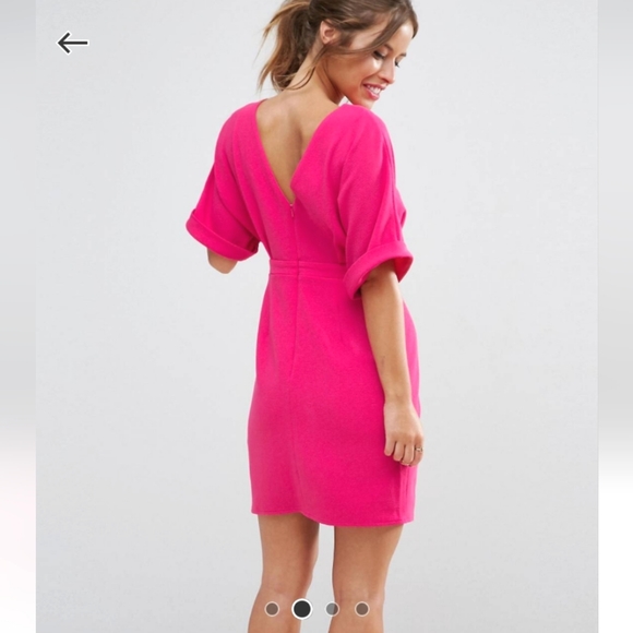 NEW Asos Pink Mini Woven Dress w/ V Back - Picture 3 of 4